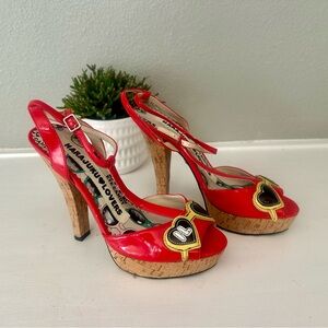 Harajuku Lovers Gwen Stefani Red Cork
Platform Heels Size 7 Y2K Rare